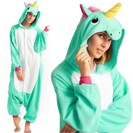 KOMBINEZON KIGURUMI PIŻAMA JEDNOCZĘŚCIOWA ONESIE PRZEBRANIE KOSTIUM KIGU PEGAZ MIĘTOWY ROZM. S