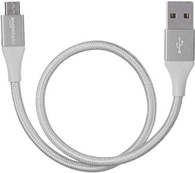 Kabel przejściówka ZŁĄCZE USB A - Micro-B 2.0 0,3m Srebrny 5V AMAZON Basics