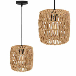 LAMPA SUFITOWA WISZĄCA NATRUAL BOHO RUSTYKALNA ŻYRANDOL PLECIONA E27 Toolight