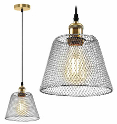 LAMPA SUFITOWA WISZĄCA ŻYRADOL CHROM DRUCIANA 20 CM LOFT E27 Toolight