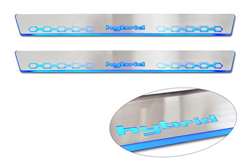 Nakładki progowe LED podświetlane HYBRID 2szt. UNIWERSALNE stalowe 2/28307 stal srebrny