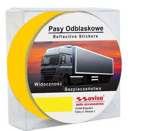 FOLIA TAŚMA KONTUROWA ODBLASKOWA PASY TIR ŻÓŁTA 10m x 5cm 1/28025