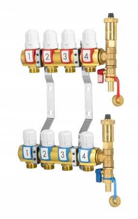 KOMPLET ROZDZIELACZA Z ZAWORAMI TERMOSTATYCZNYMI ORAZ ZAWORAMI REGULACYJNYMI 1 x 3/4 - 2
