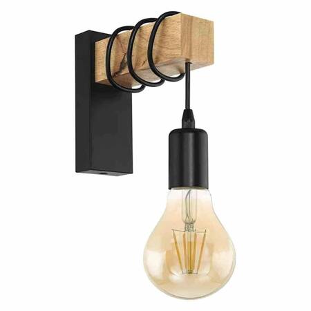 LAMPA KINKIET ŚCIENNY METALOWY Z DREWNEM LOFT E27 Toolight