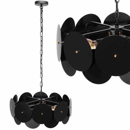 LAMPA WISZĄCA SUFITOWA GLAMUR LOFT ŻYRANDOL CZARNY E27 METAL Toolight