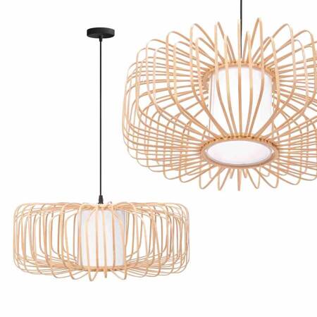 LAMPA WISZĄCA SUFITOWA NATURALNA BOHO BAMBUSOWA DREWNIANA E27 TOOLIGHT