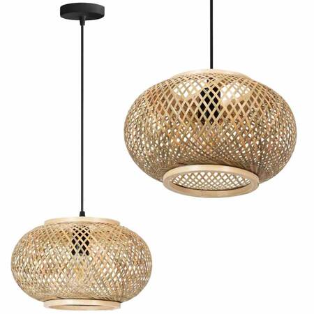 LAMPA WISZĄCA SUFITOWA ŻYRANDOL NATURALNA BOHO BAMBUSOWA PLECIONA E27 Toolight