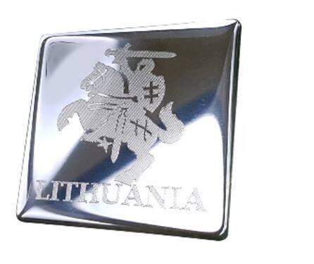 NAKLEJKA WLEP NA AUTO SAMOCHÓD  WLEPKA ALUMINIOWA WYPUKŁA GODŁO LITHUANIA 3D   7 x 7cm 2/33341