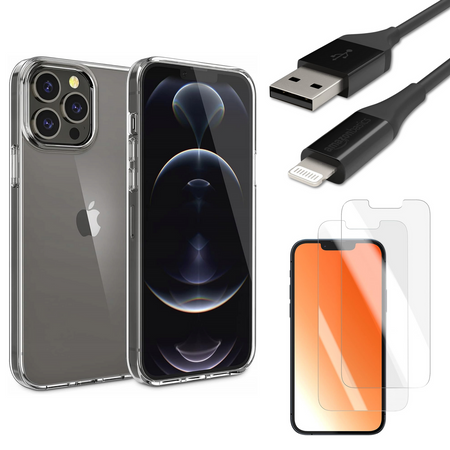 Zestaw Akcesoriów do iPhone 13 Pro Max ETUI KABEL LIGHTNING 2x SZKŁO HARTOWANE