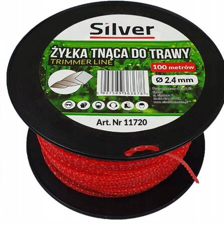 Żyłka tnąca KOSY PODKASZARKI do cięcia trawy skręcona karbowana 2.4mm x 100m